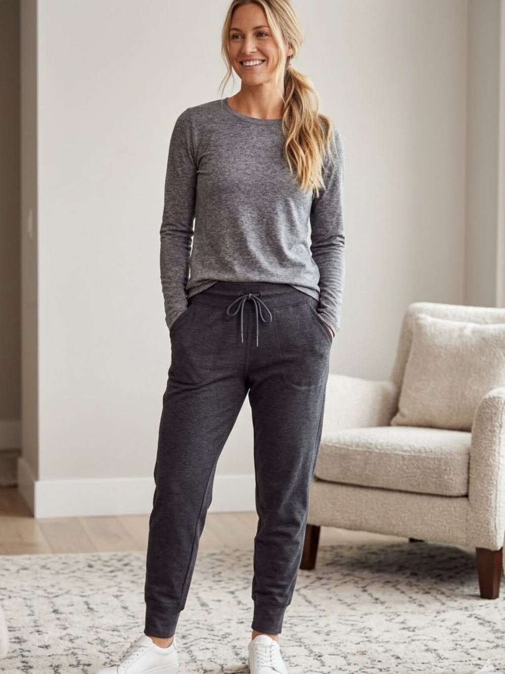 Lole Charcoal Gray Drawstring Waist Joggers